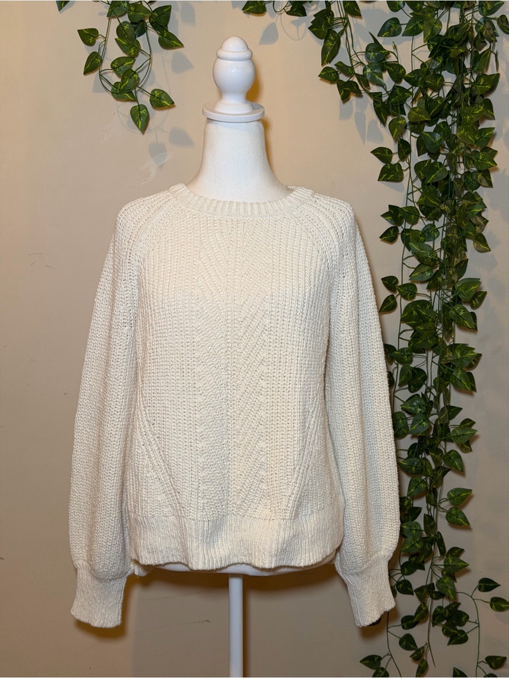 Madewell Cream Textured Crewneck Sweater